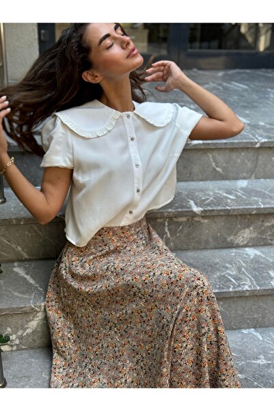 Retrobird Valerie Viscose Flared Long Skirt Women's Milk Coffee