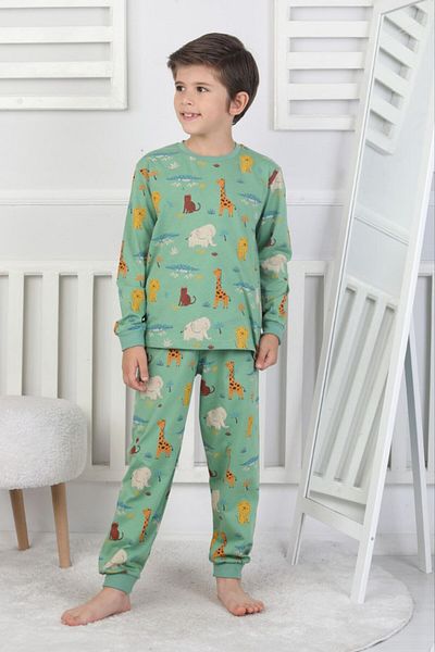 İsobel Boy's 100% Cotton Safari Print Long Sleeve Pajama Set