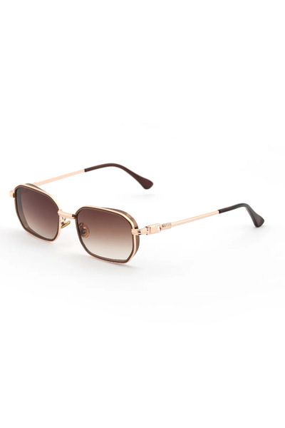 Muse Rectangular Design Gold Brown Frame Brown Glass Women's & Men's Sunglasses