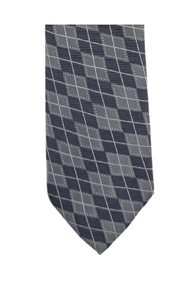 1001 Kravat 7.5 cm Wide Gray Tie with Diamond Pattern
