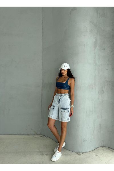 XBELLA DENİM Pantaloni scurți cargo de damă din denim bermuda