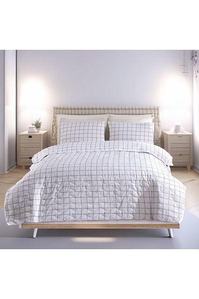 Eponj Home Quilted duvet set 200x220cm + 2 square pillowcases, Artus grey