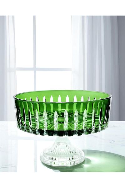 Akden Kristal Crystal Cutting Decor Handworked Colorful Glass Bowl