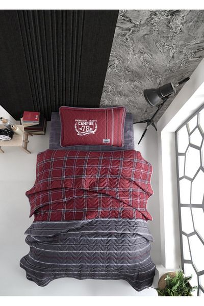 Clasy Quilted duvet set + 1 pillowcase 100% cotton, Campus V1
