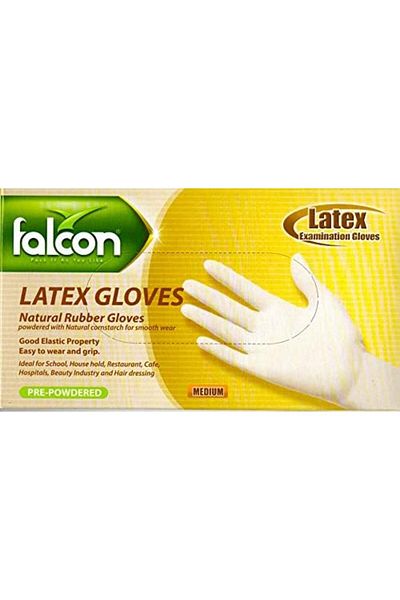 Generic قفازات فالكون لاتكس ١٠٠ قطعة، أبيض، متوسط، SNHLPM