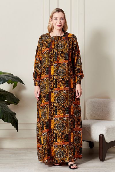 Ferace Γυναικείο φόρεμα με έθνικ σχέδιο Osmnalı Plus Size