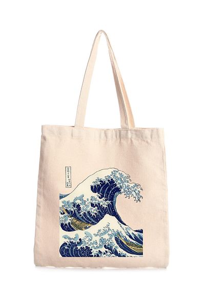 GİFTORA Kanagawa Printed Canvas Bag
