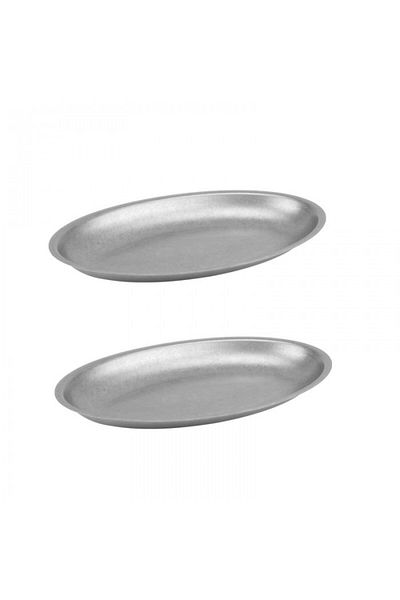Culinaro Set of 2 oval plates Vintage Silver 30x18.2cm, stainless steel
