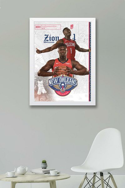 Saturn Zion Williamson Framed Painting - New Orleans Pelicans Nba Poster Painting