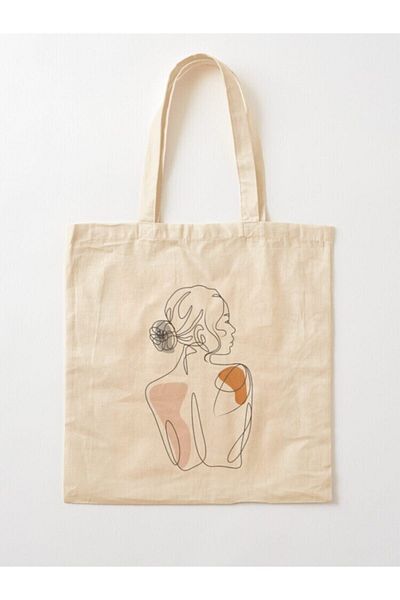 GİFTORA Minimalist Women's One Line - Raw Cloth Bag