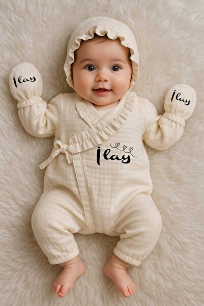 BY TUNA DESİGN Muslin Baby Set (Gloves, Hat and Overalls) – 100% Cotton, Soft...