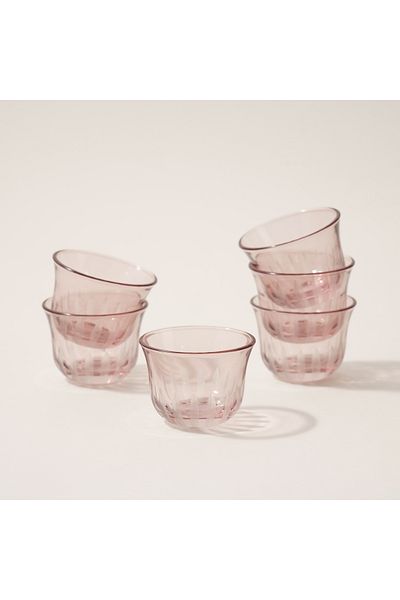 Dallaty 6pcs glass coffee set pink