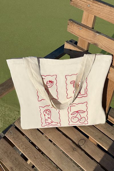 GİFTORA Cowboy Pinterest Pattern Tote Bag - Artistic Canvas Shoulder Bag - Women's Shopping Bag