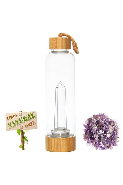XTERRA Natural Amethyst Crystal Bottle for Water Energization | 550 ml