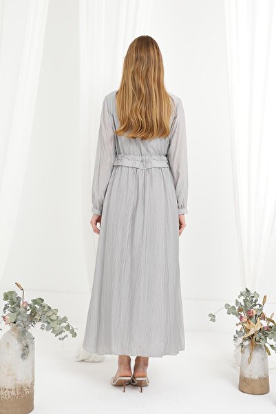 Loreen Γυναικείο Μακρύ Φόρεμα με Συρόμενη Μέση -20666ELB - Γκρι