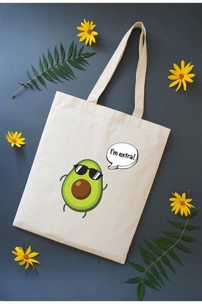 GİFTORA Avocado Printed Raw Cloth Shoulder Bag