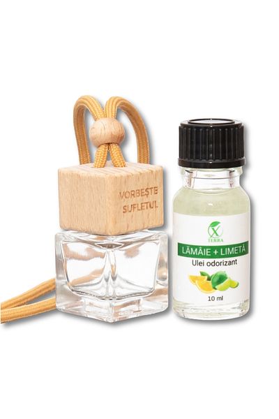 XTERRA CAR AIR FRESHENER | SET OF AROMADIDIFFUSER BOTTLE AND LEMON AND LIME OIL | 10 ml