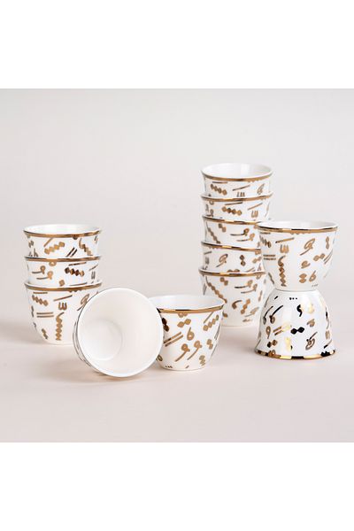 Dallaty La Mesa gold and white coffee cups set 12 pcs 90ml