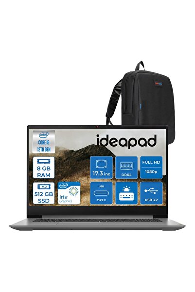 LENOVO Ideapad 3 17IAU7 Core I5-1235U 8gb 512GB SSD Freedos IPS 17.3 Inç Full...