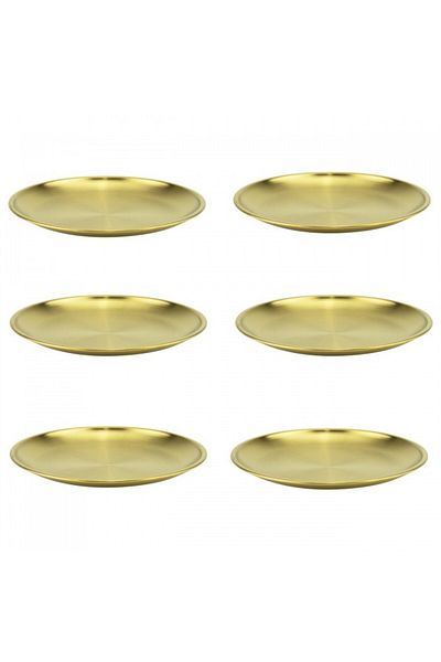 Culinaro Set of 6 Vintage Gold plates 20cm, stainless steel, gold