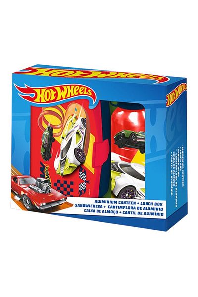 HOT WHEELS Sandwich box and aluminum water bottle set, 500ml, Red, Hot Wheels