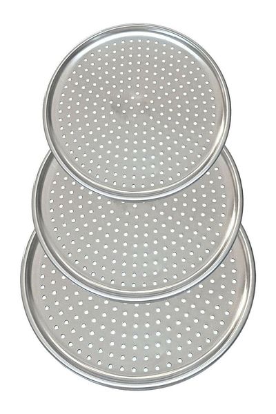 EceAksesuar Perforated Pizza Tray Lahmacun Pita Tray 36 cm 32 cm 28 cm Stainless Steel