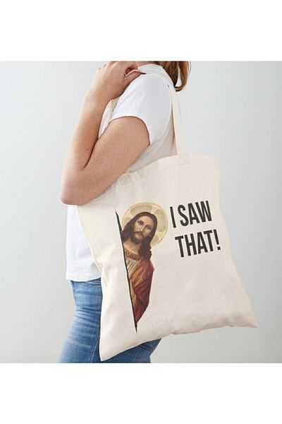 GİFTORA I Am That Printed Raw Cloth Shoulder Bag