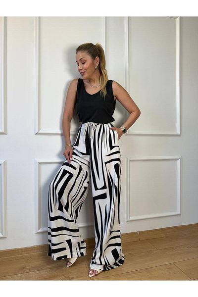 Size Özgü Black Patterned Pants