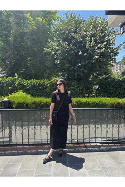Butik Taşlı uzun elbise