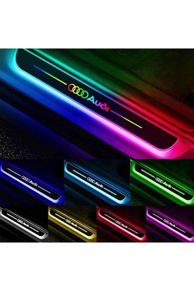BGRJ Automotive Set of 2 illuminated Audi car sill protectors, multicolor, dynamic