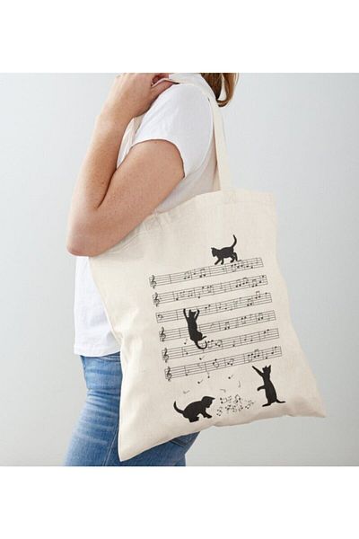 GİFTORA Musical Note Cats Designed Raw Be