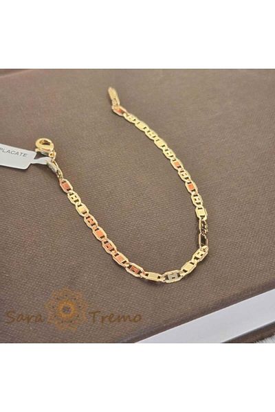 saratremo Unisex Bracelet Plated with 18K Gold, Plaque Design 1-to-1, 19 cm