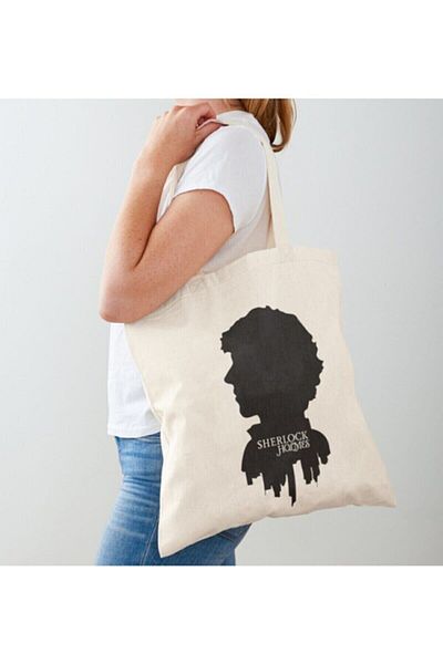 GİFTORA Sherlock Holmes Silhouette Raw Cloth Bag