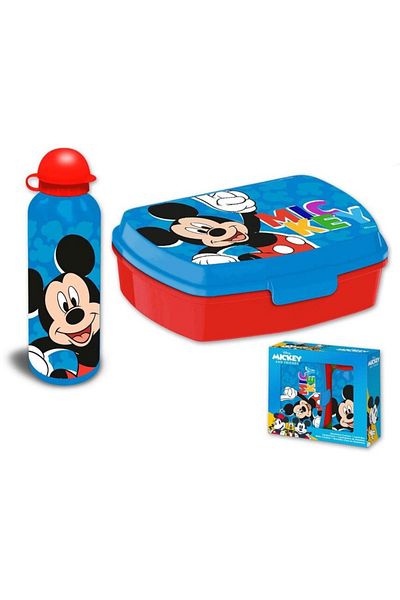 Mickey Mouse Aluminum sandwich box and water bottle set, 500ml, multicolor, Mickey Mouse