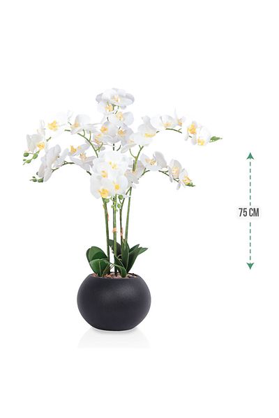 co arma Artificial orchid (2 branches) in a round plastic container