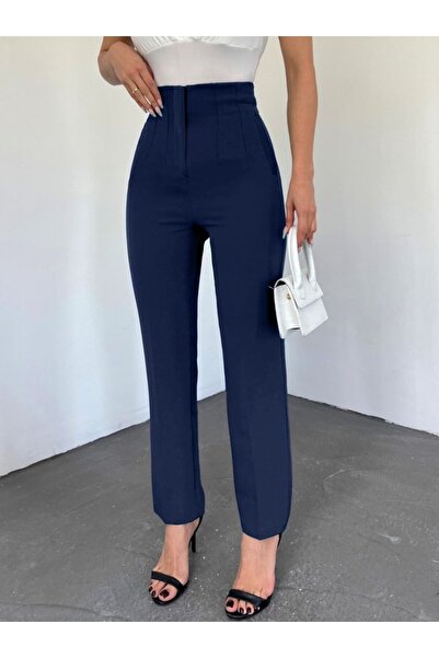 ALPACO Pantaloni plisați Zra - bleumarin