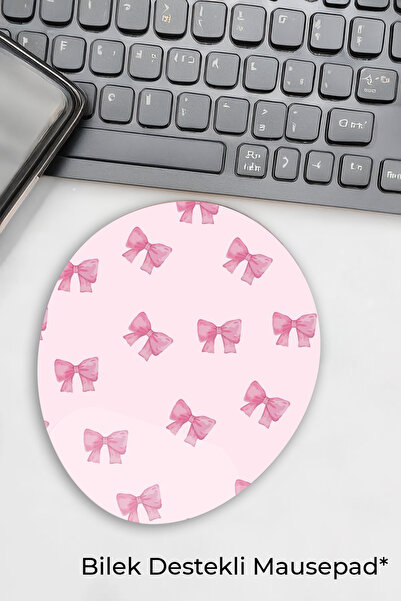 Anime Marketi Pembe Tatlı Kurdela Basklı - Bilek Destekli Mousepad - Kaymaz, ...