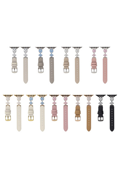 PSGT Apple Watch Seri 1-9 (42-44-45-49) ve S10-11-46mm Uyumlu Lüks Kordon Metal Derili 4Yaprak