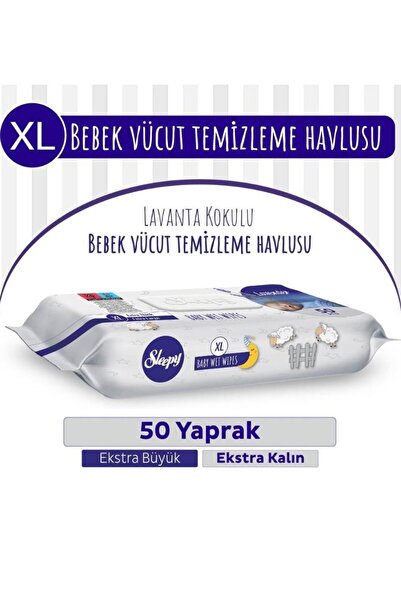 Sleepy مناديل تنظيف جسم الطفل برائحة اللافندر مقاس XL، 50 منديل