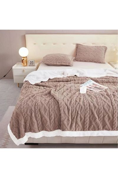 ValleRossa Deluxe Plush blanket with fur, Brown