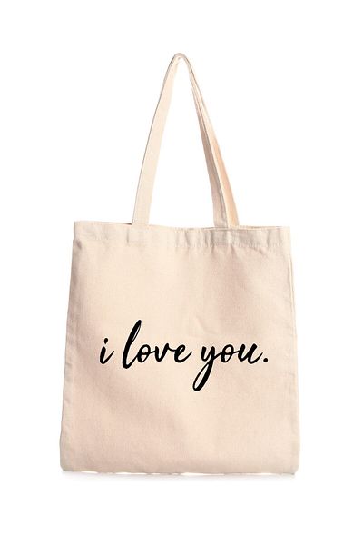 GİFTORA I Love You Printed Canvas Bag