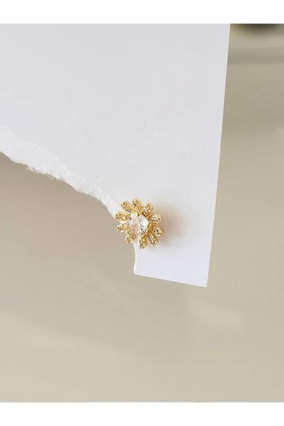 Eva Takı Store Flower Model Cartilage Piercing Tragus Helix Gold Gold Color Earring