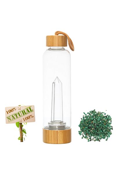XTERRA Bottle with natural Aventurine crystals for water energizing | 550 ml