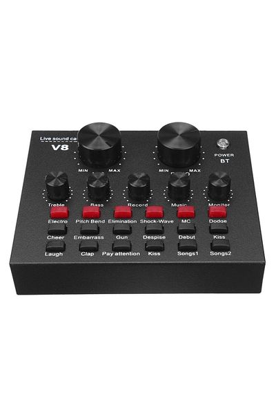 divendi-ro V8 multifunctional sound card, with bluetooth, 12 sound effects, Micro USB, 6 modes, black