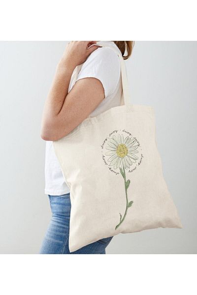 GİFTORA Papatya Designed Raw Cloth Shoulder Bag