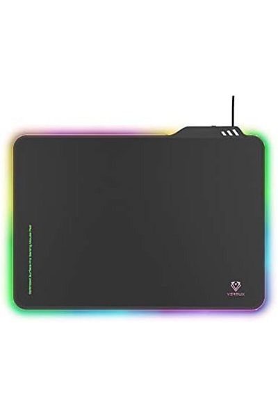 VERTUX لوحة ماوس ألعاب FLUXPAD رفيعة مضادة للاحتكاك ومُحسّنة بإضاءة LED، لون أسود