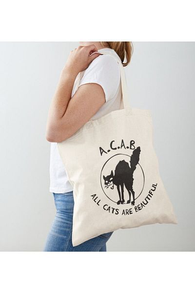 GİFTORA All Cats Are Beautiful Raw Cloth Shoulder Bag