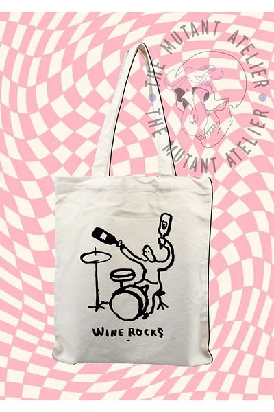 GİFTORA Wine Rocks Printed Raw Cloth Bag 35x40 Cm