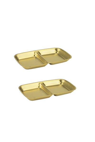 Culinaro Set of 2 plates with 2 compartments Vintage Gold 15.5x9cm, stainless steel, gold