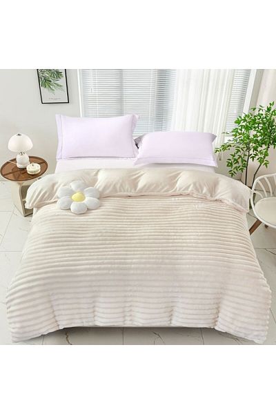 Pucioasa Cocolino Line Blanket 200x230cm, Cream